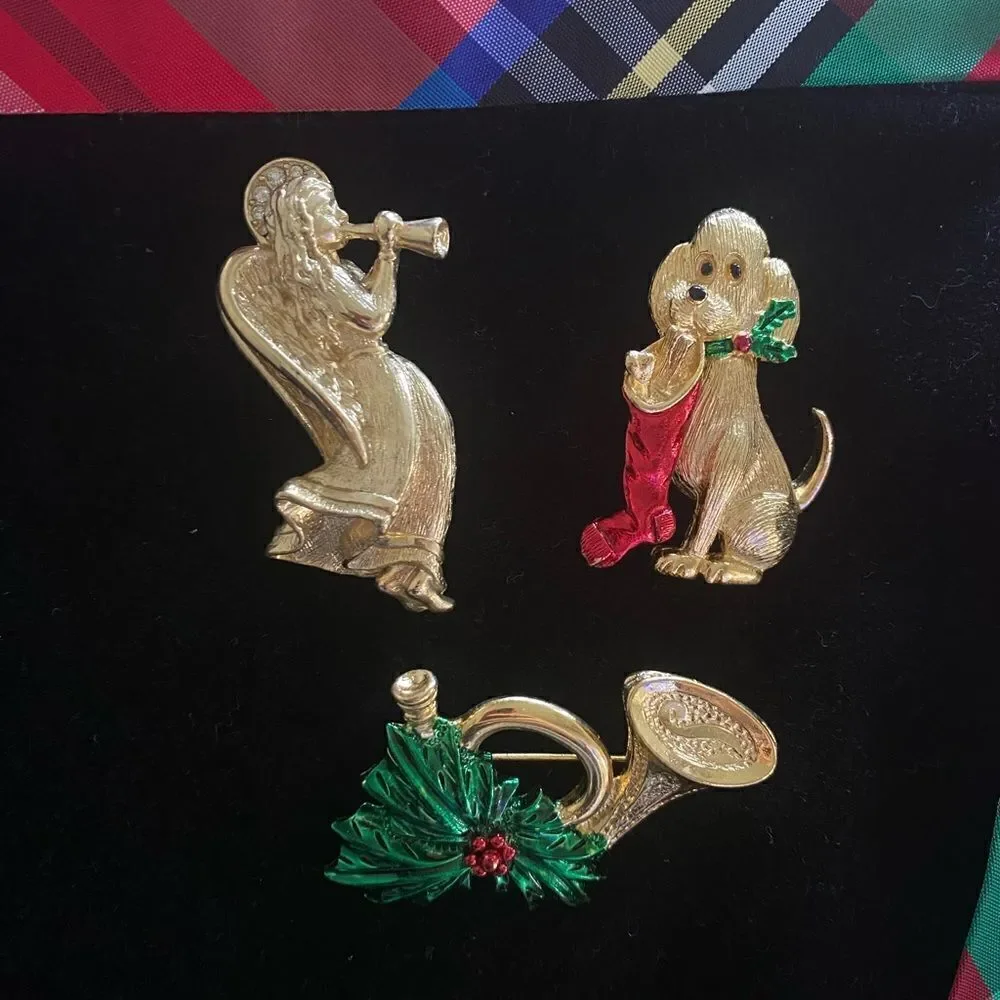 Lot of 6 Vintage Gerry’s Christmas Pins / Brooches Christmas Jewelry
